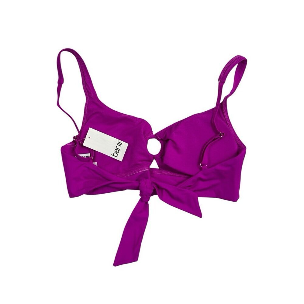 Bar III Banded Ring Bikini Swim Top Women's L Violet NWT 9379 - Picture 3 of 12